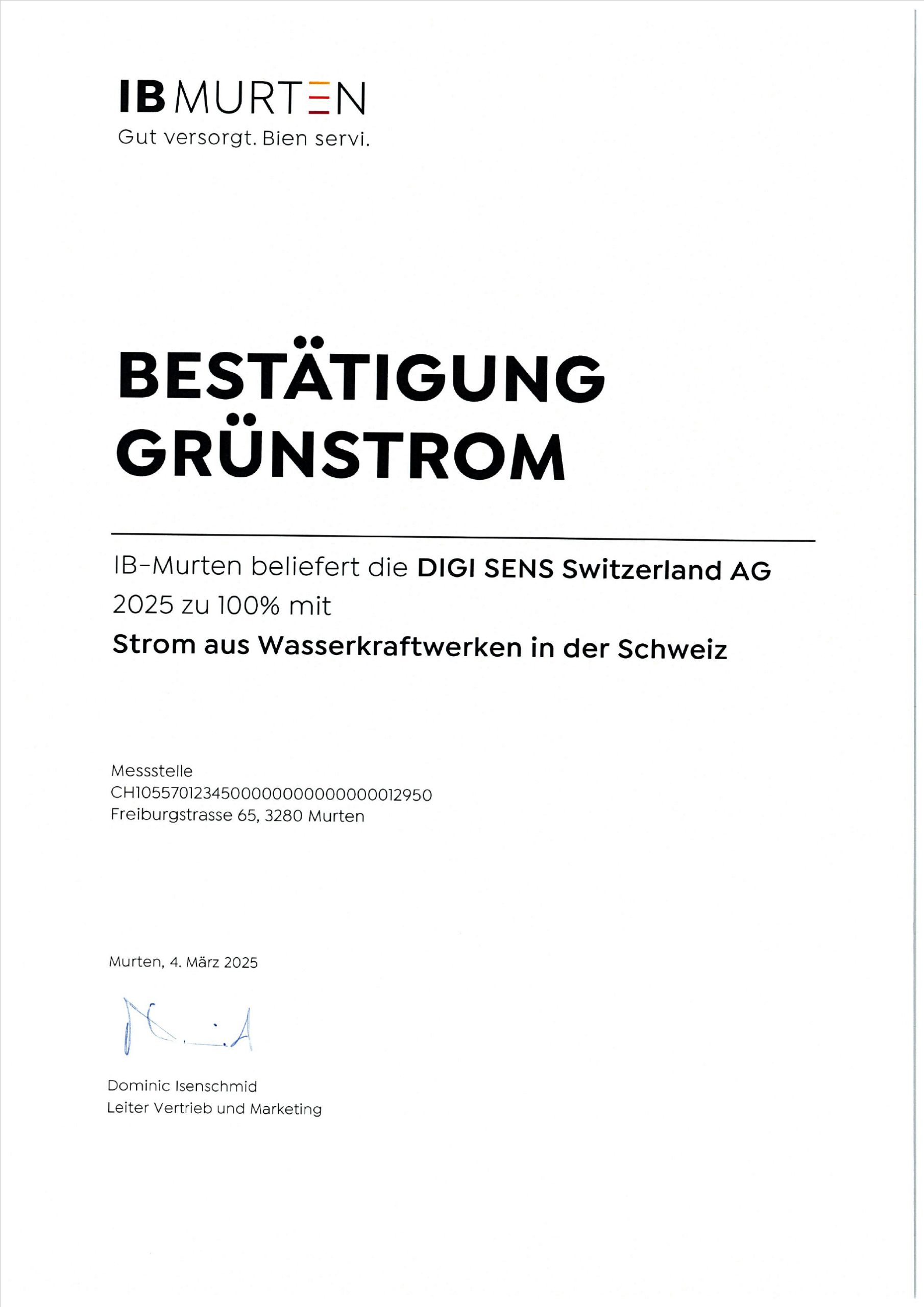 Grünstrom Zertifikat